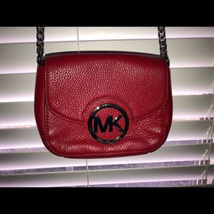Red michael kors cross body purse